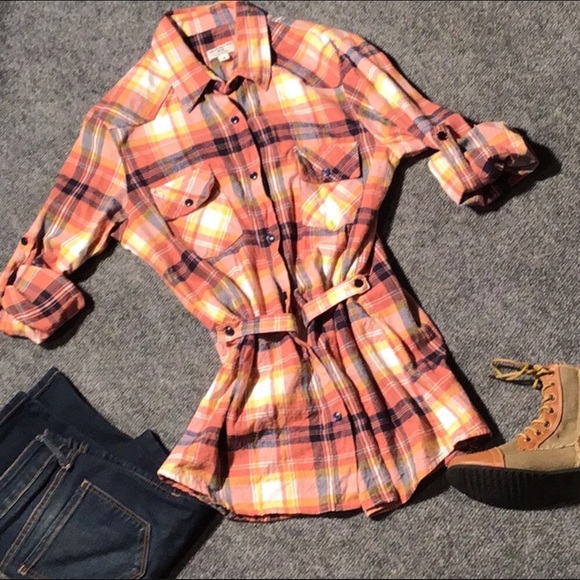 Matchstick Tops - Matchstick flannel pink, yellow, white, blue plaid